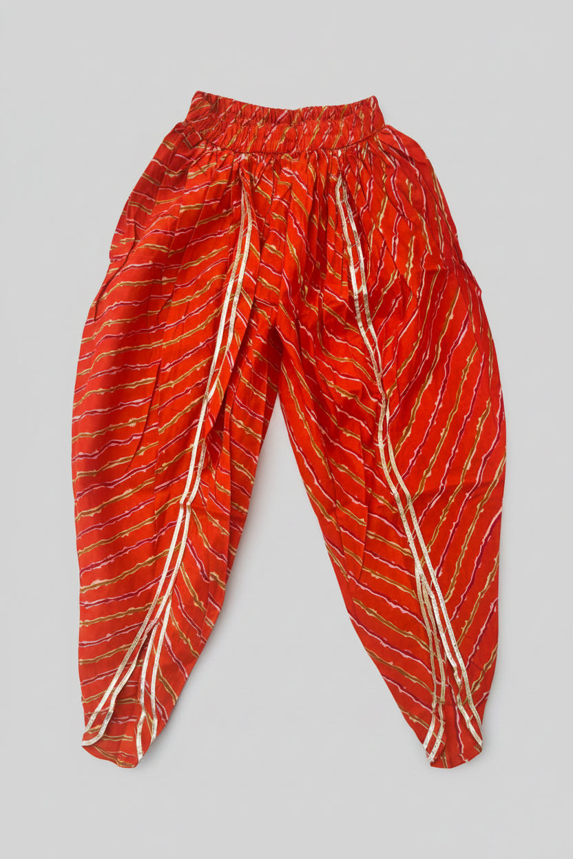 Orange Bandhej Dhoti
