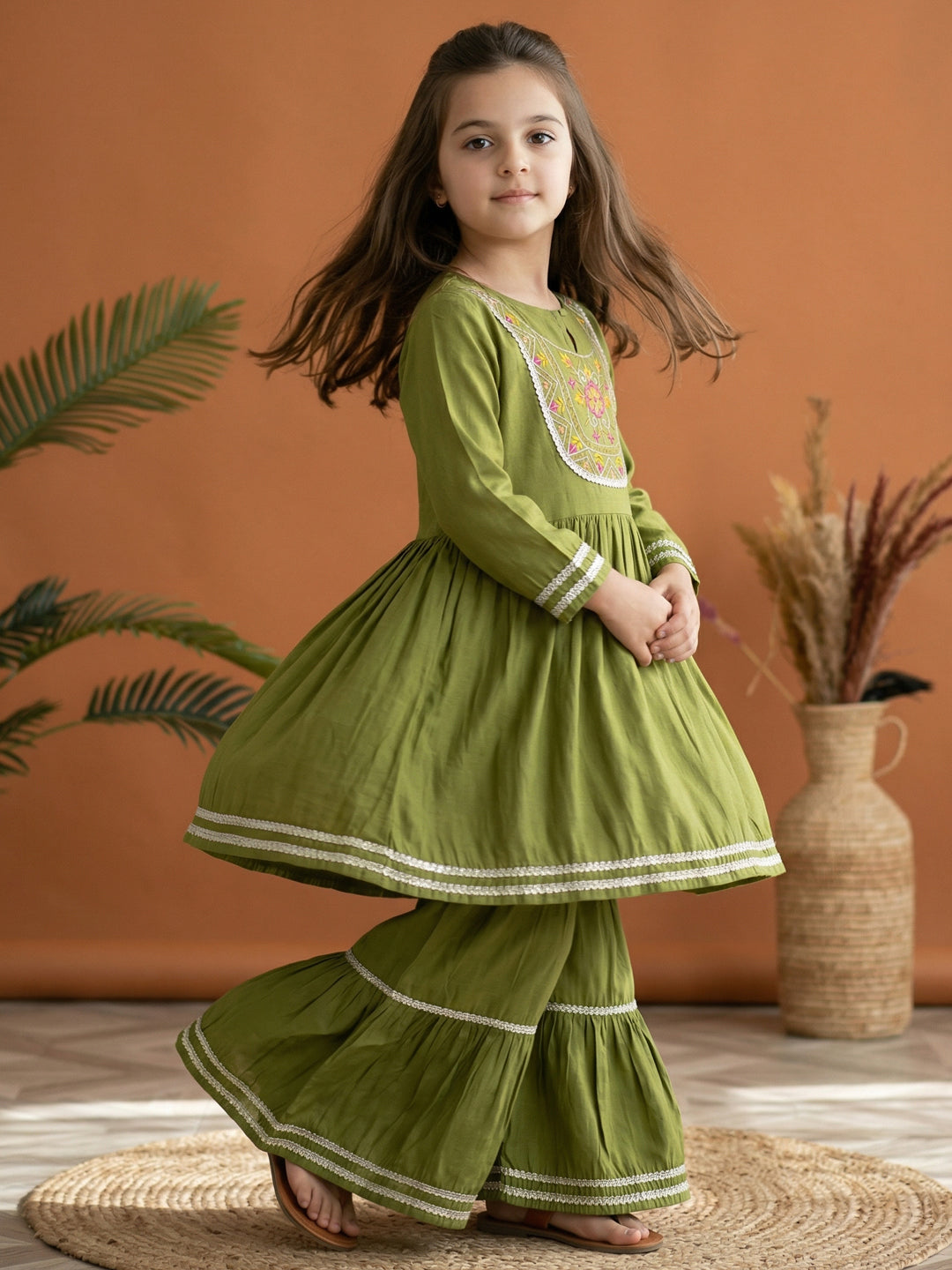 Olive Ethnic Elegance