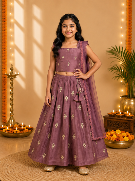 Dusty-mauve Lehenga