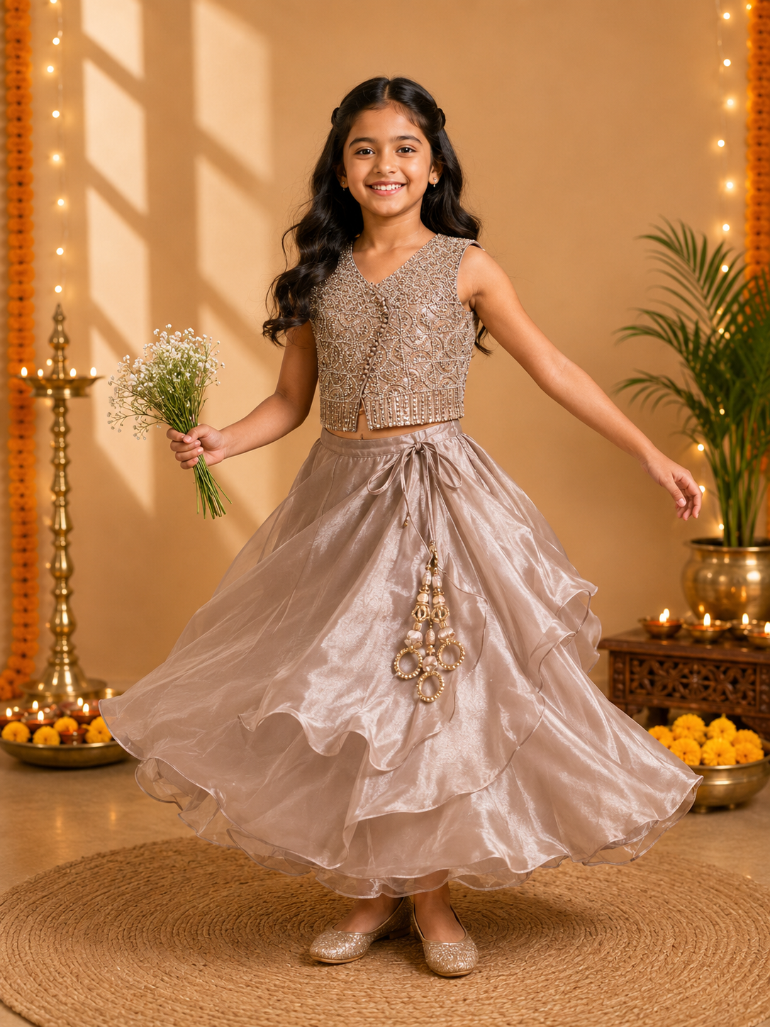 Champagne-gold Lehenga