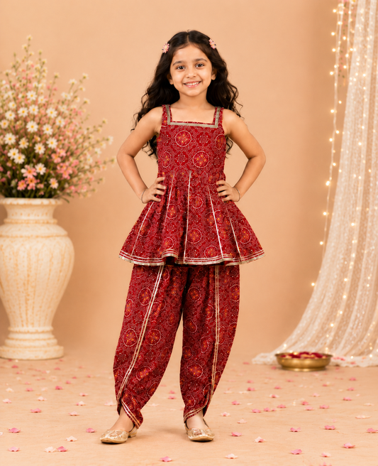 Red Bandhej Dhoti