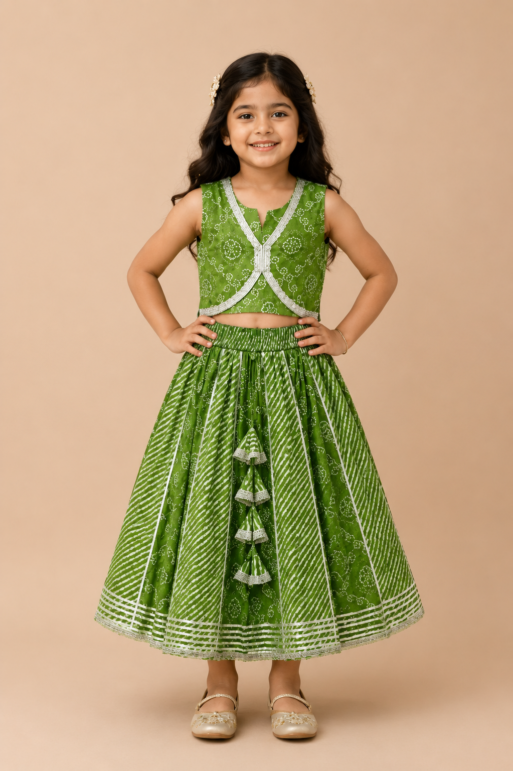 Green Lehriya Lehenga