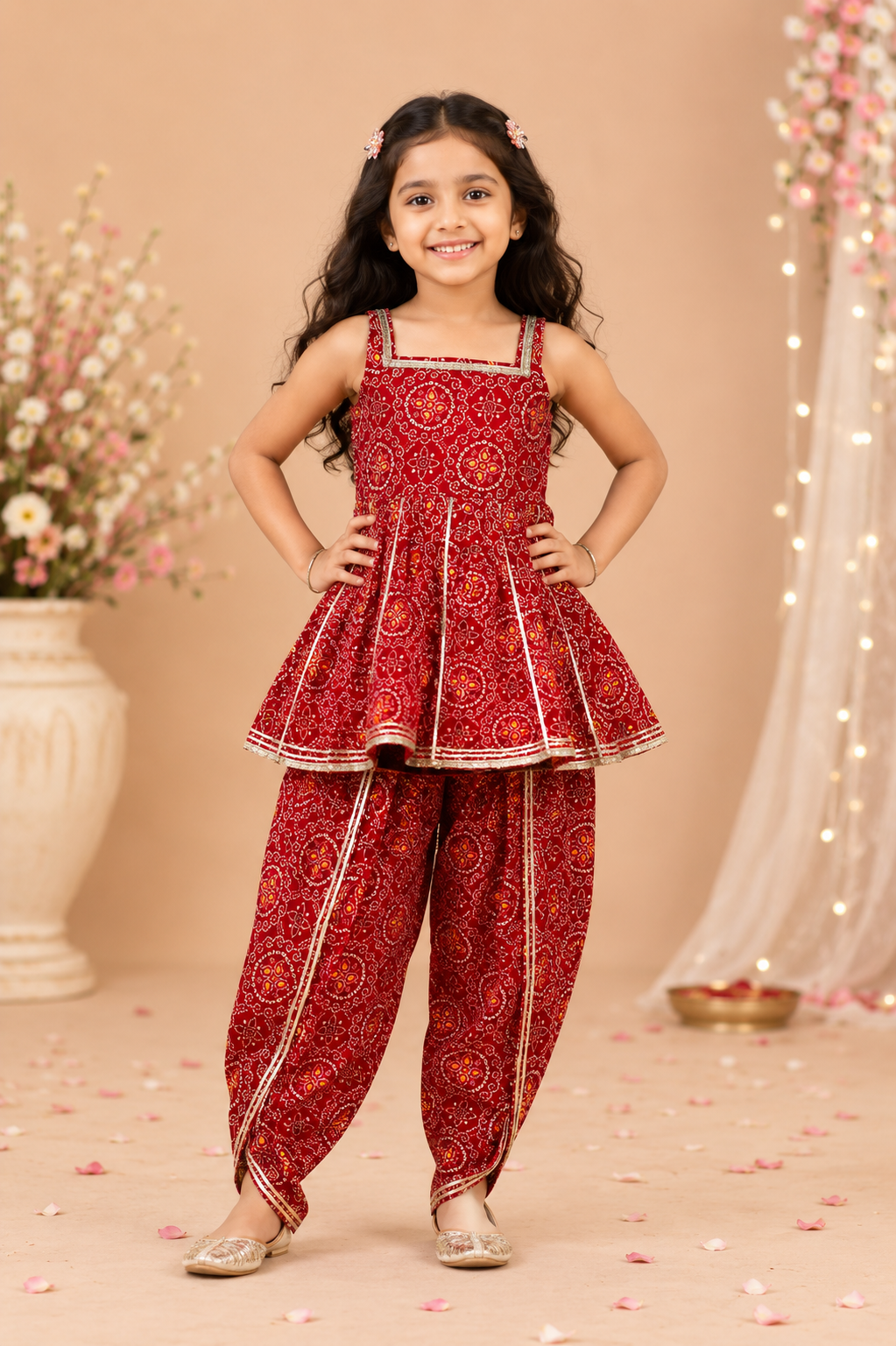 Red Bandhej Dhoti