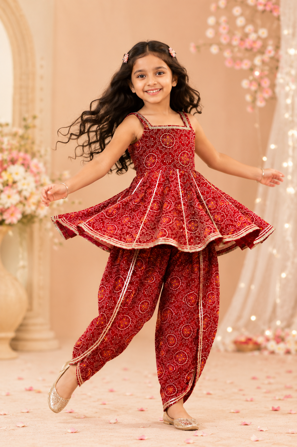 Red Bandhej Dhoti