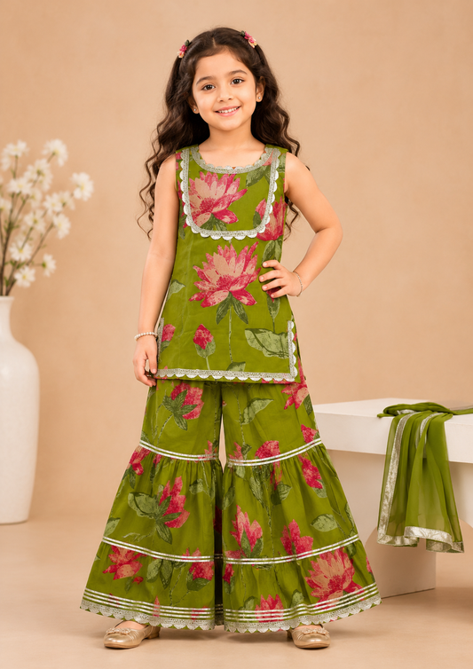 Green Floral Sharara
