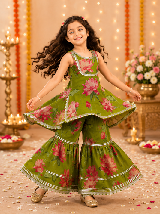 Green Floral Sharara