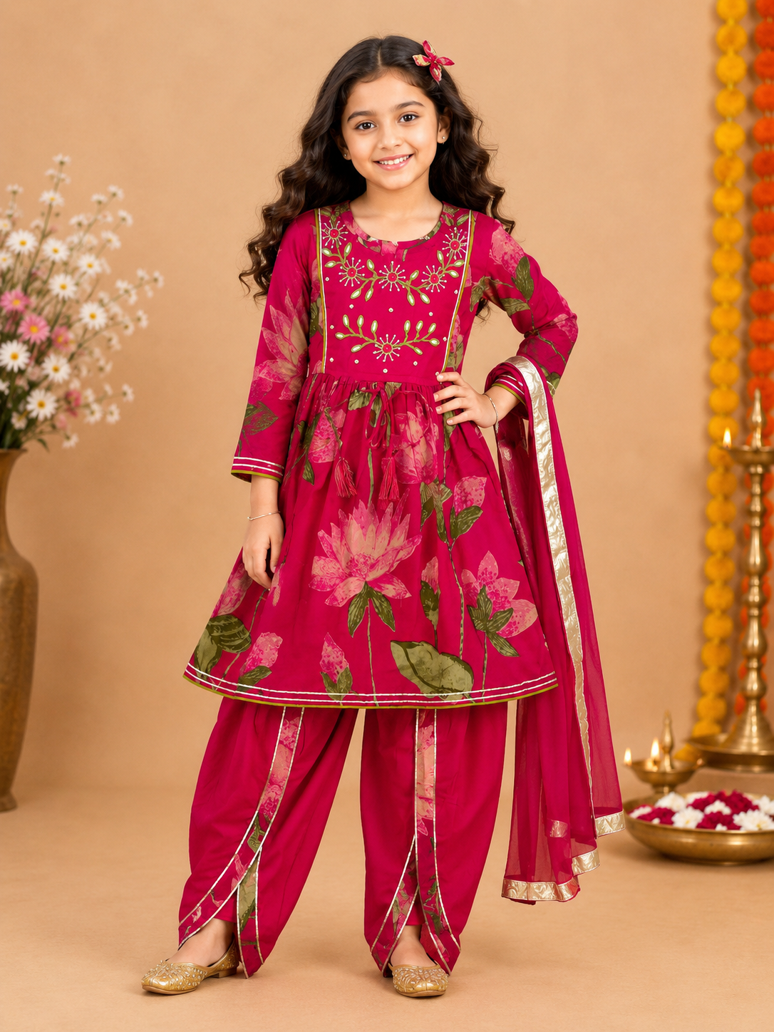 Embroideried Pink Latus