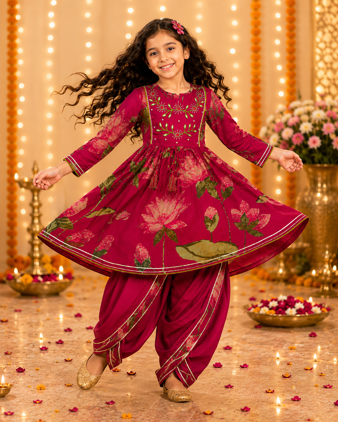 Embroideried Pink Latus
