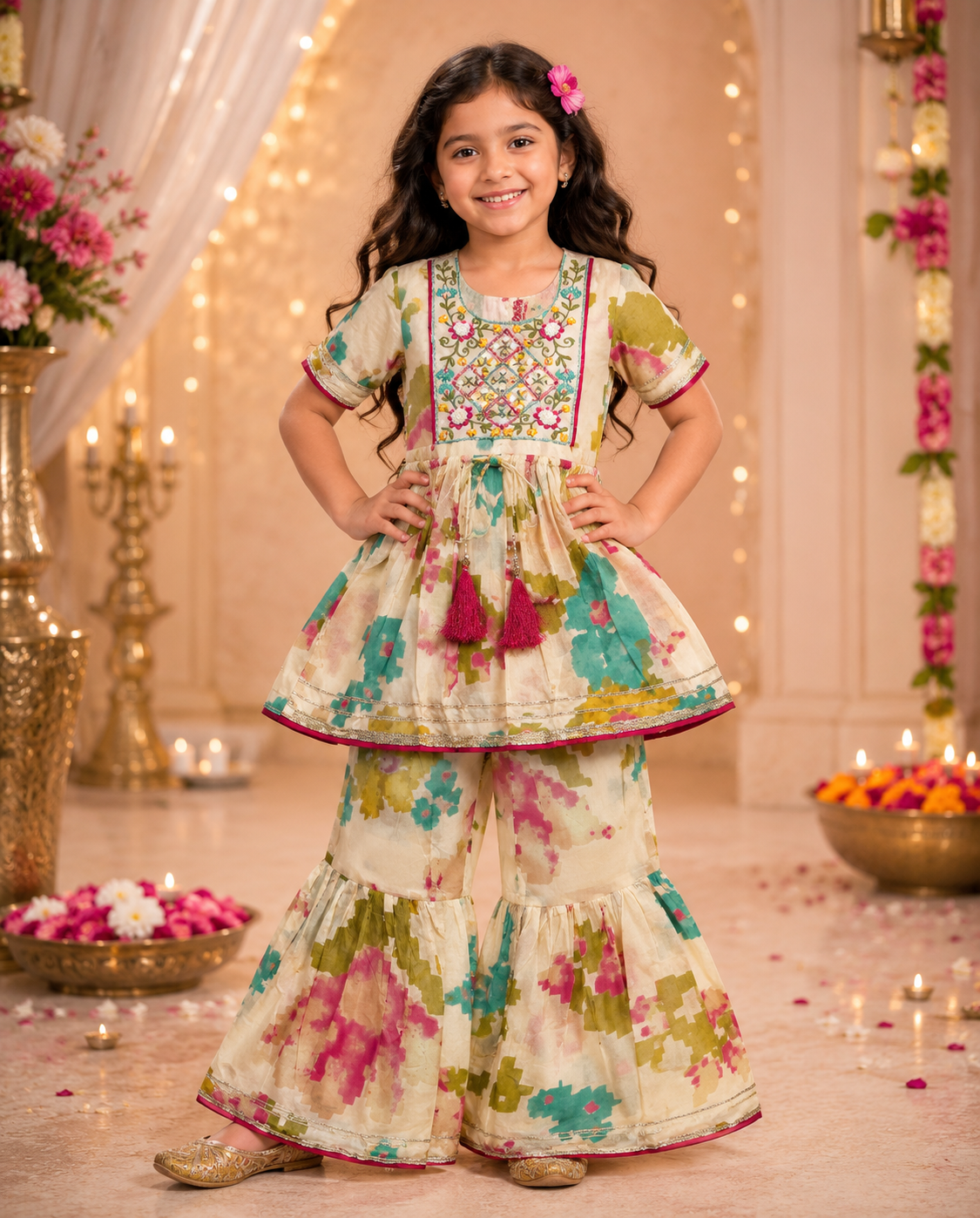 Multi Embroidery Sharara