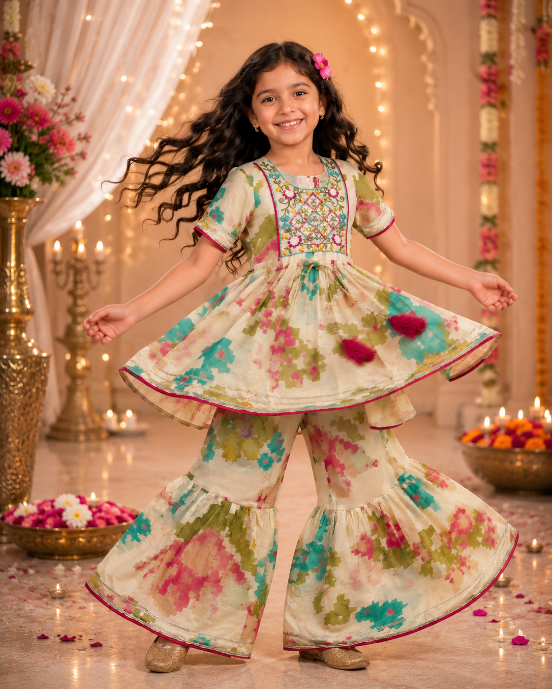 Multi Embroidery Sharara