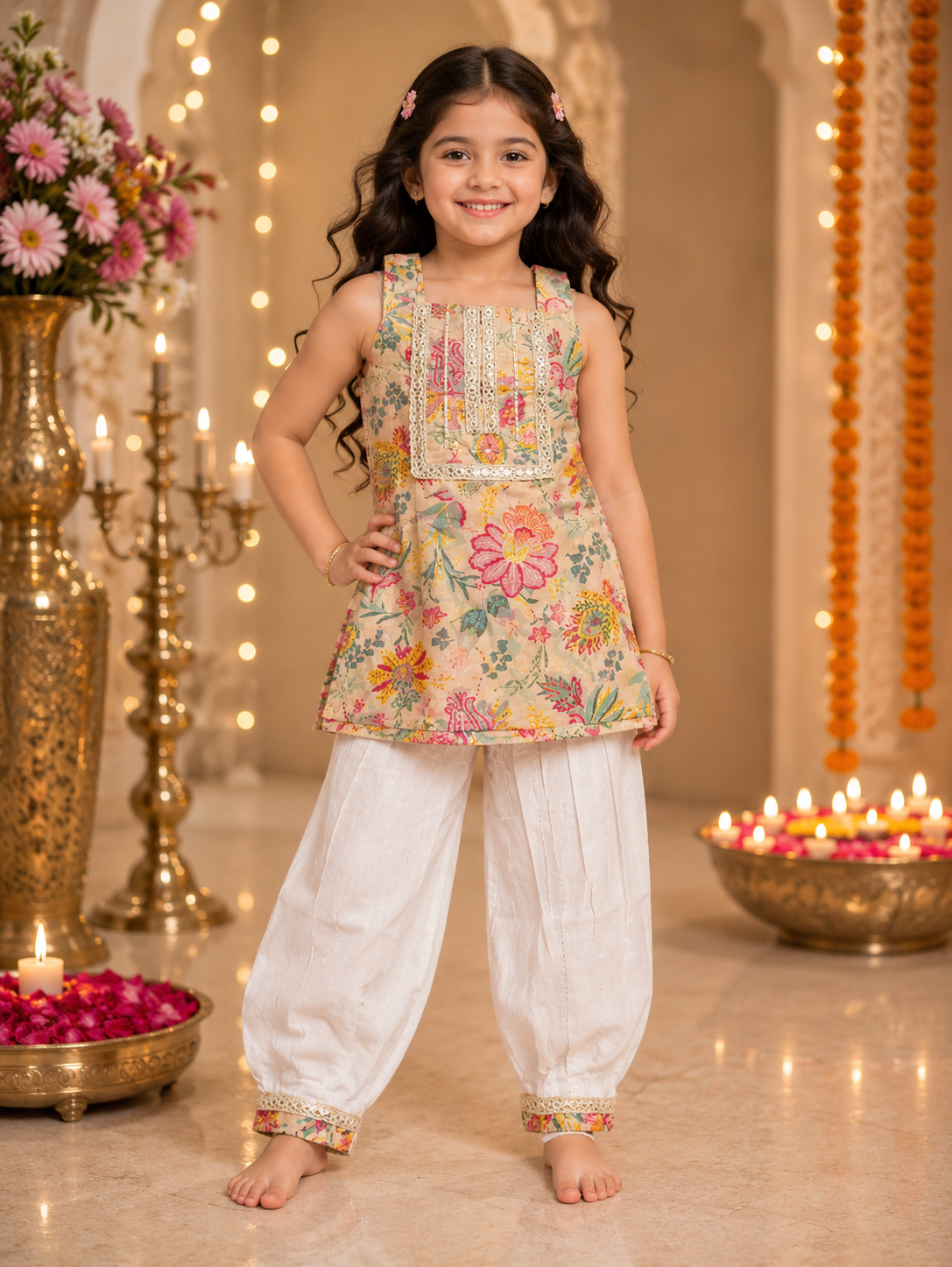 Peach Afghani Embroidery