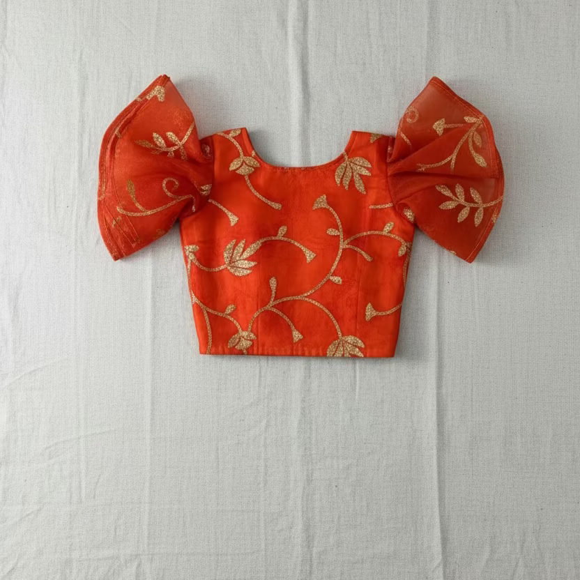 Orange Organza Lehenga