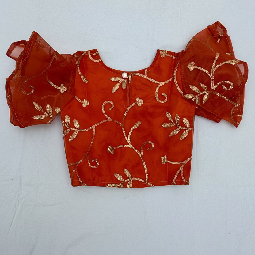 Orange Organza Lehenga