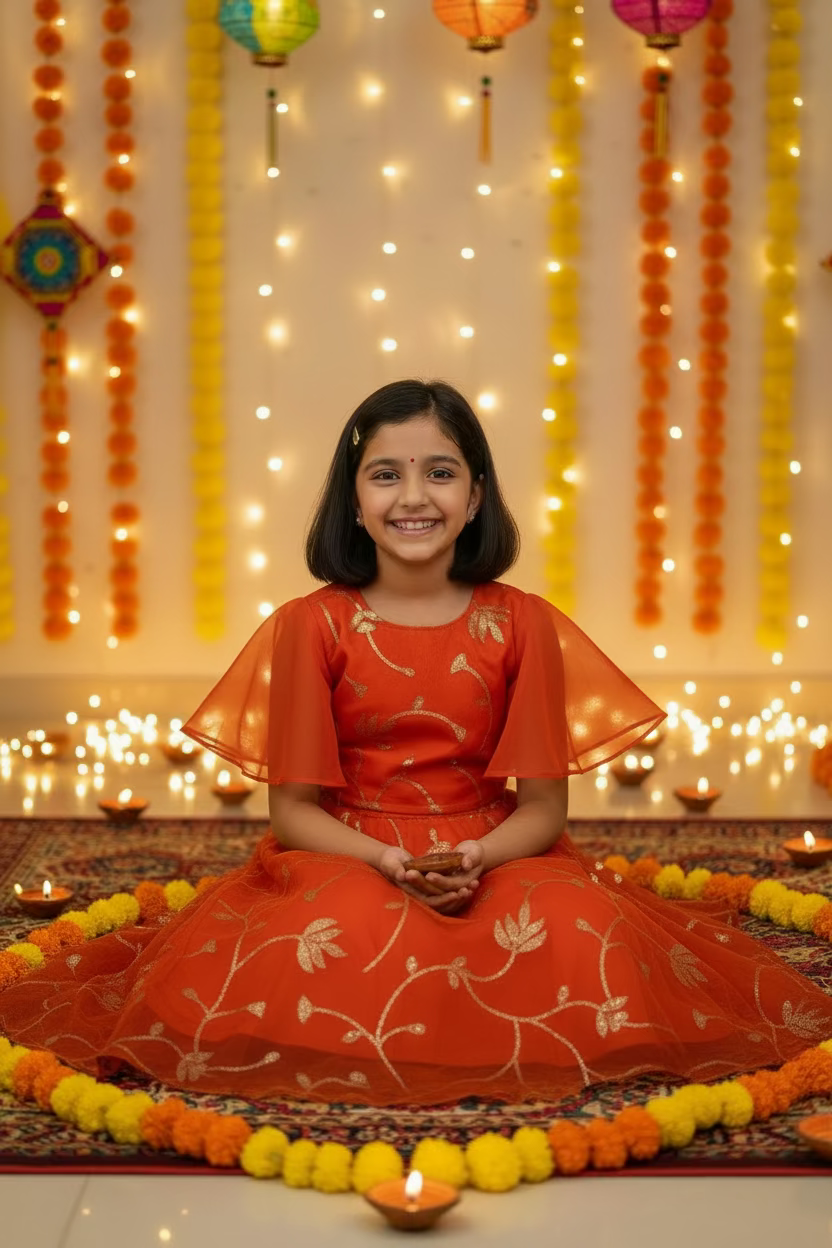 Orange Organza Lehenga