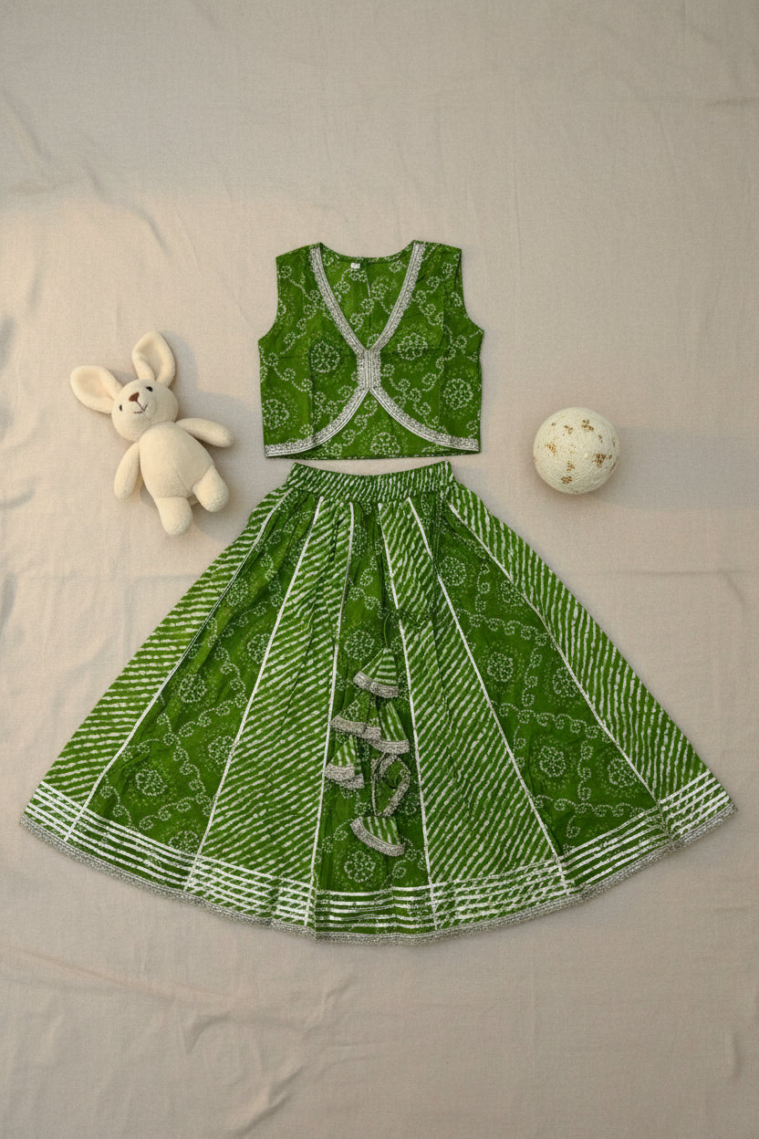 Green Lehriya Lehenga