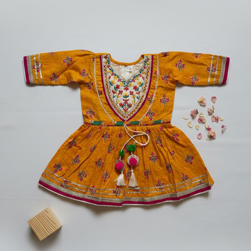Yellow Embroidery Booti