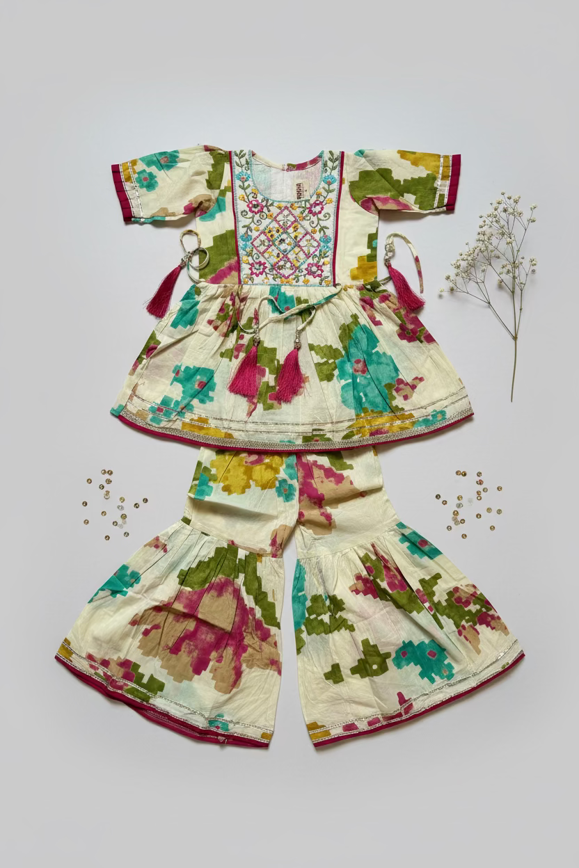 Multi Embroidery Sharara