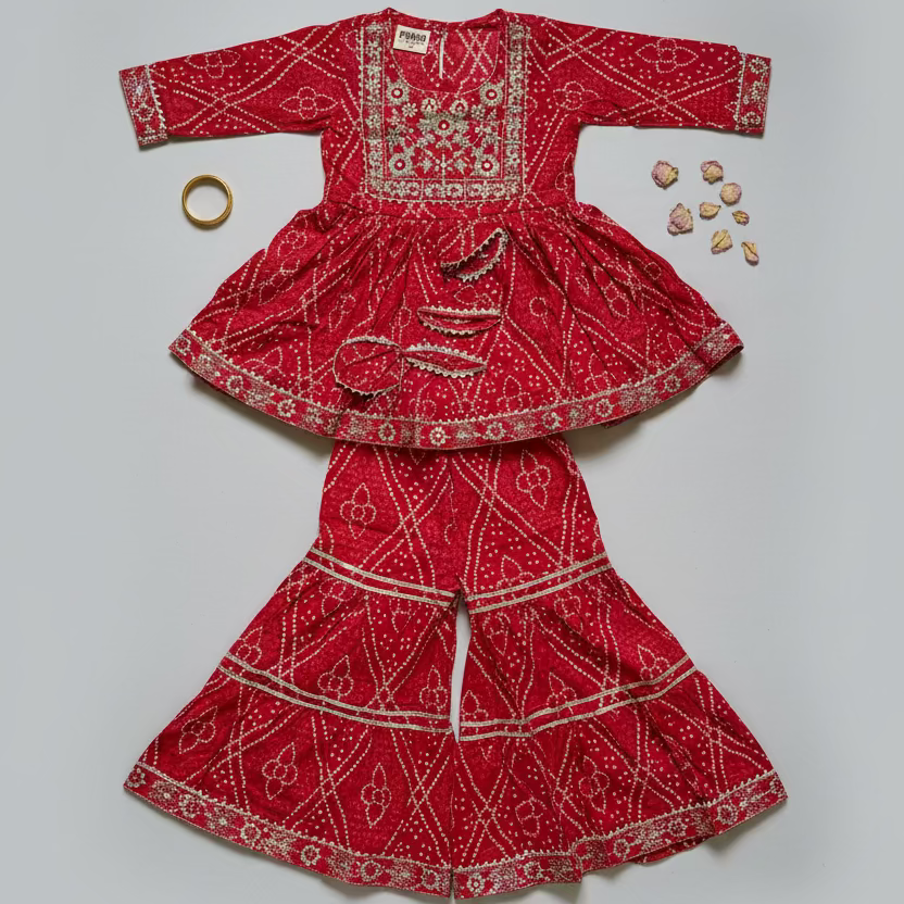 Red Embriodery Bandhej