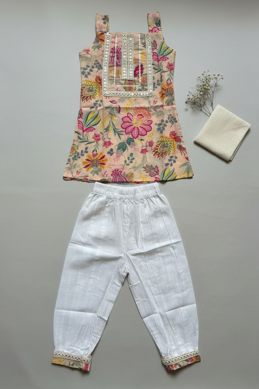 Peach Afghani Embroidery