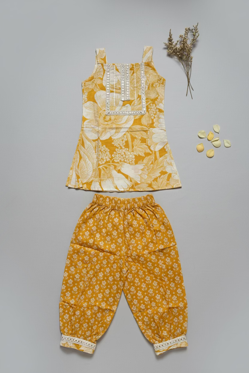 Yellow Afghani Embroidery