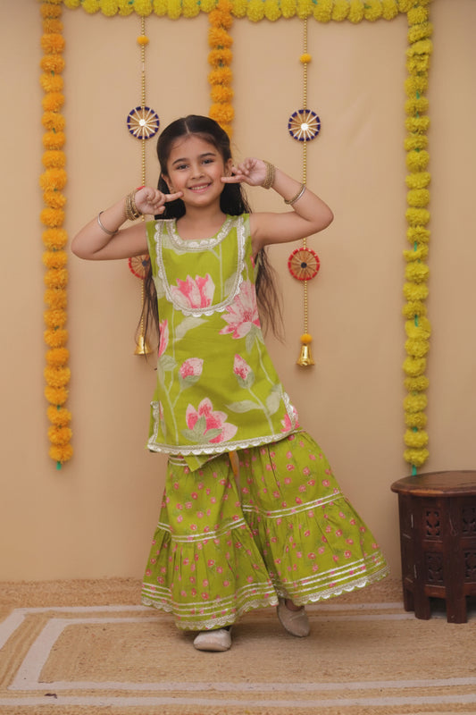 Green Kurti Sharara