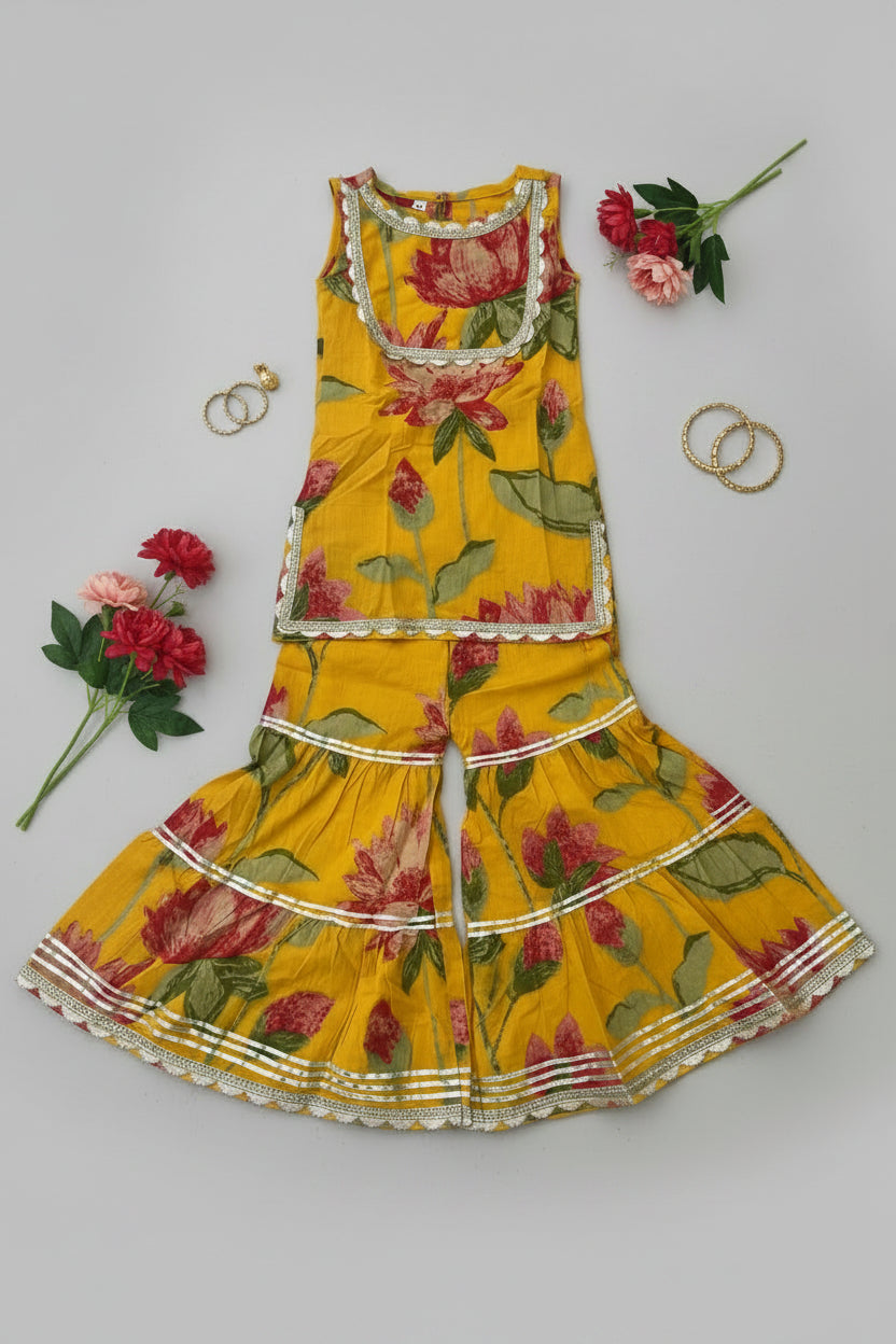 Yellow Floral Sharara