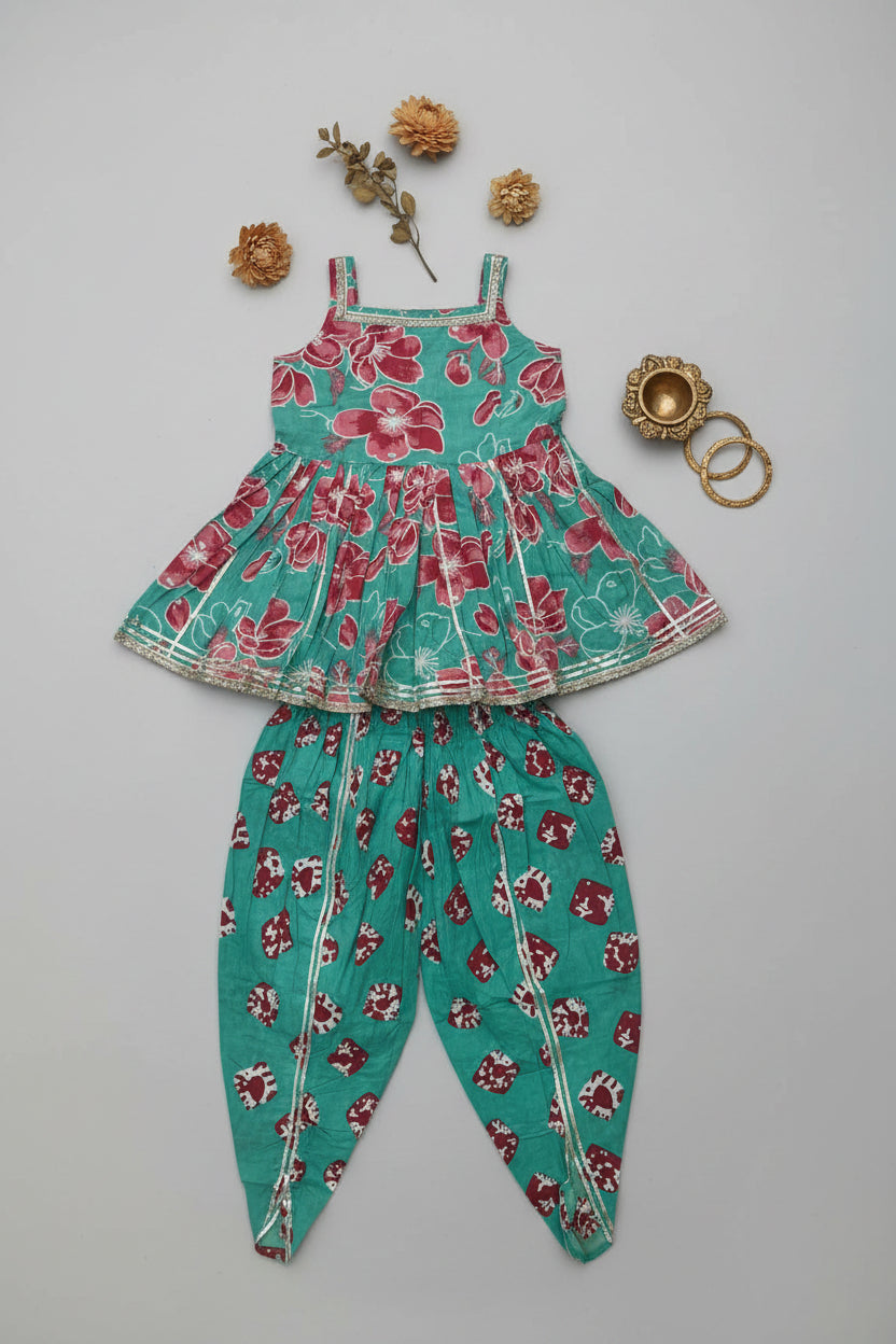 Green Floral Dhoti