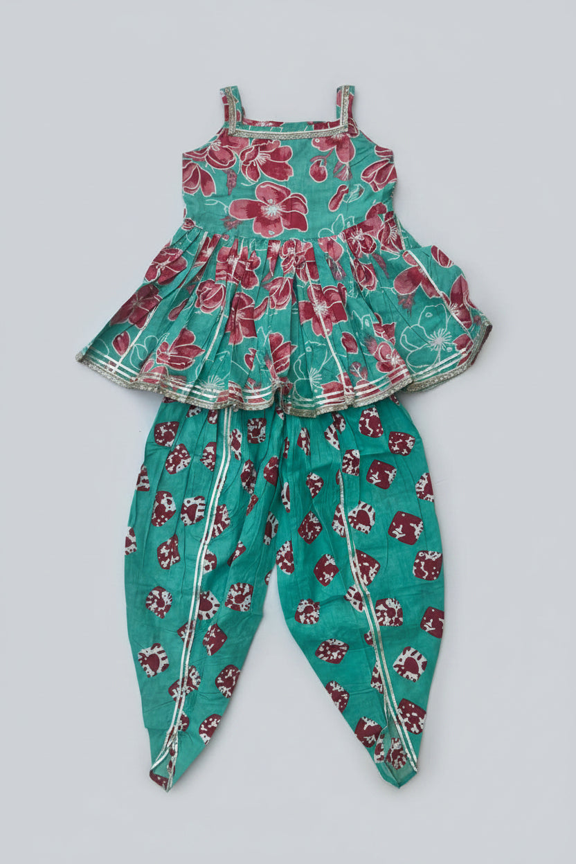 Green Floral Dhoti