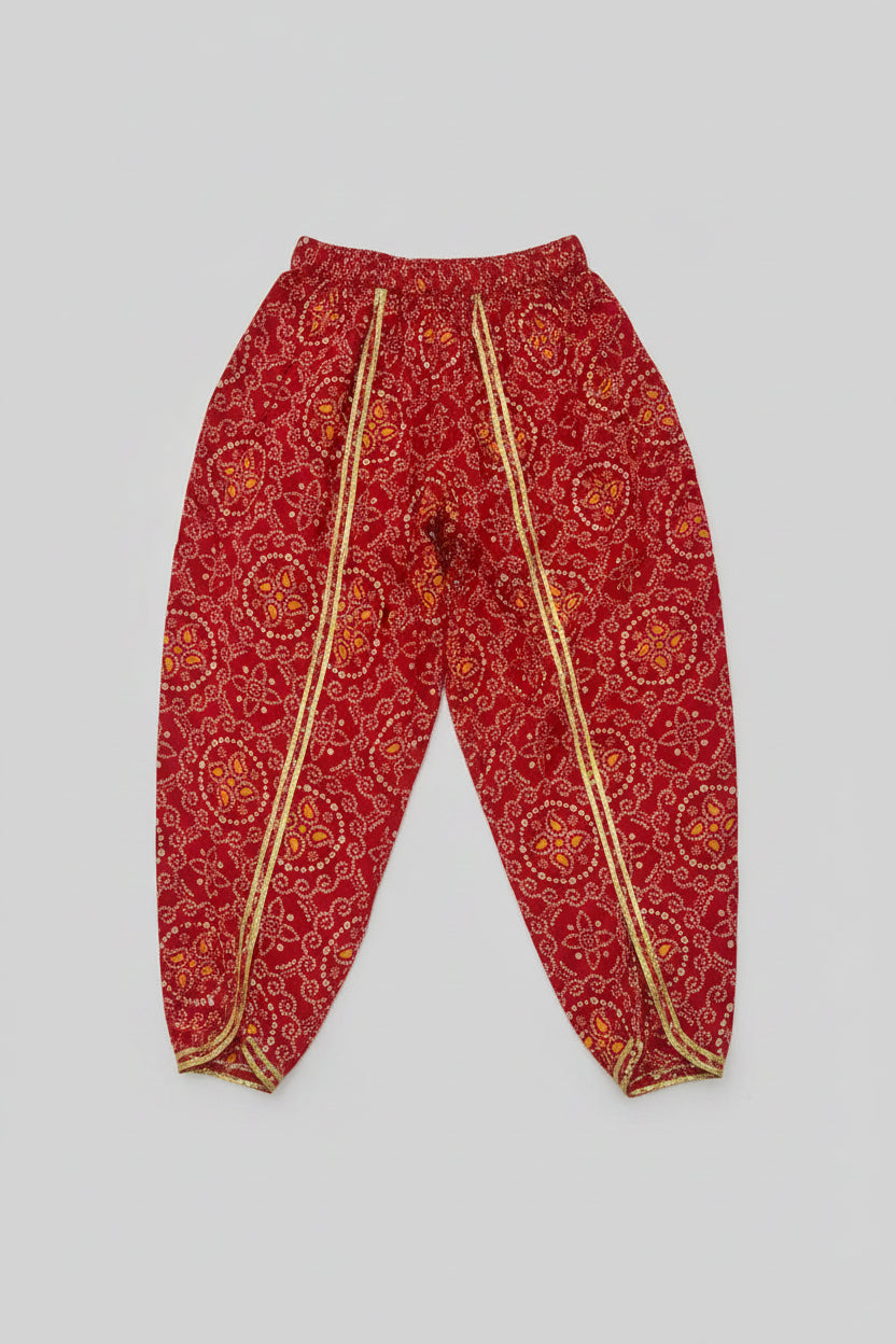 Red Bandhej Dhoti