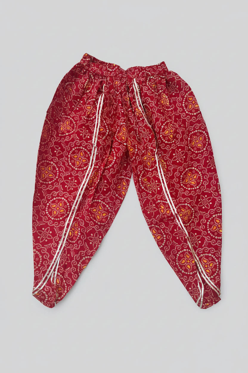 Red Bandhej Dhoti