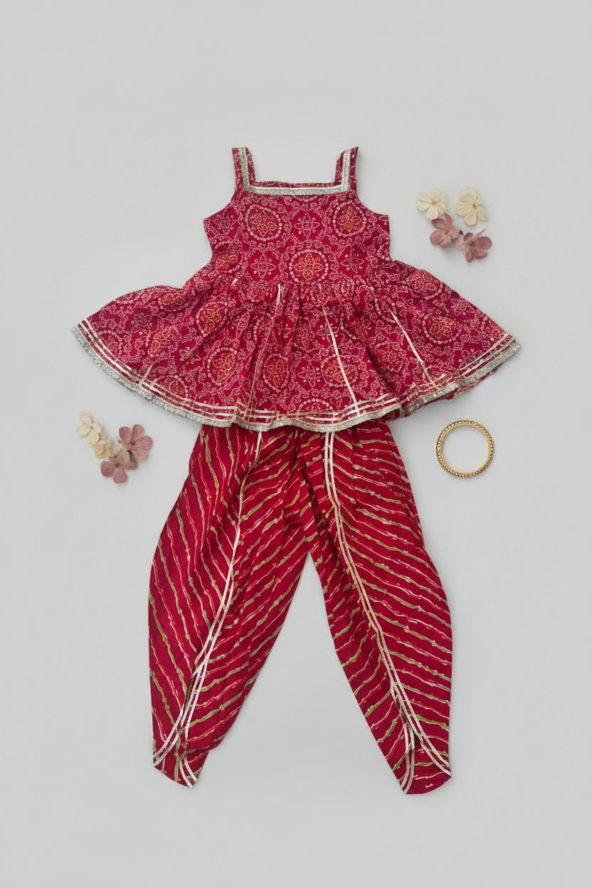 Pink Bandhej Dhoti