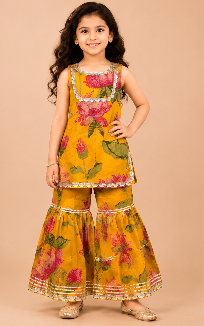 Yellow Floral Sharara