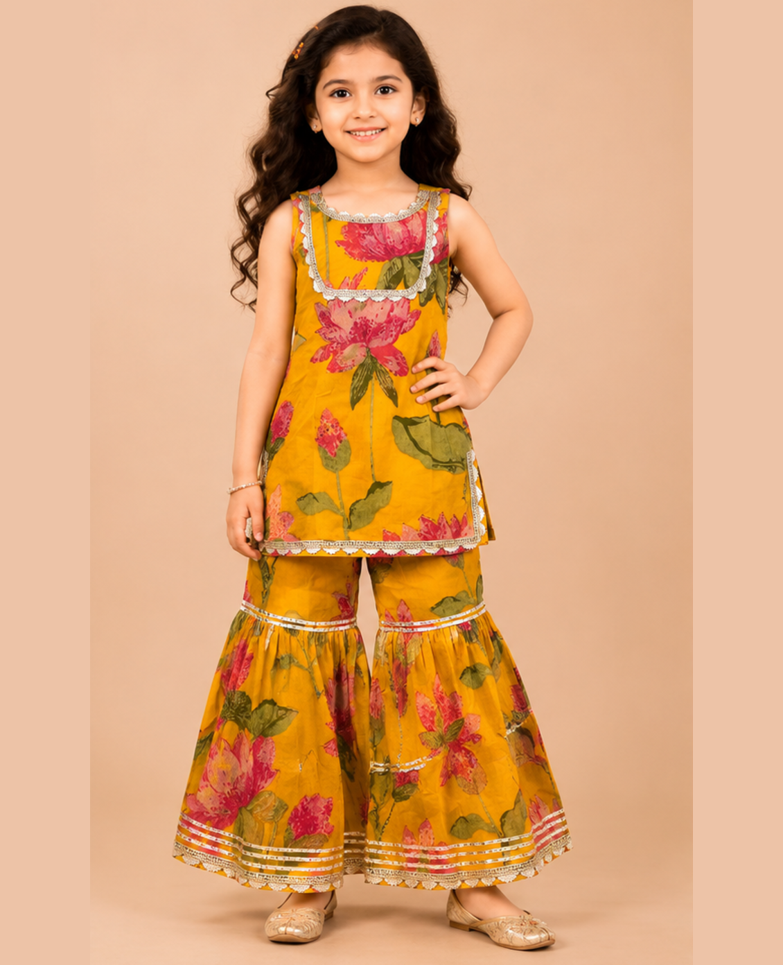 Yellow Floral Sharara